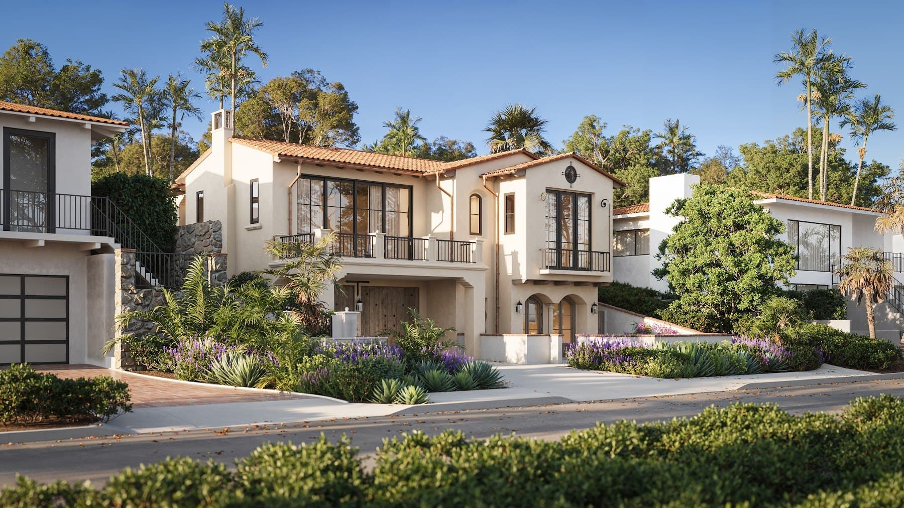 Architectural rendering of the planned house at 552 Via Media, Palos Verdes Estates, a lot sold with plans in September 2025