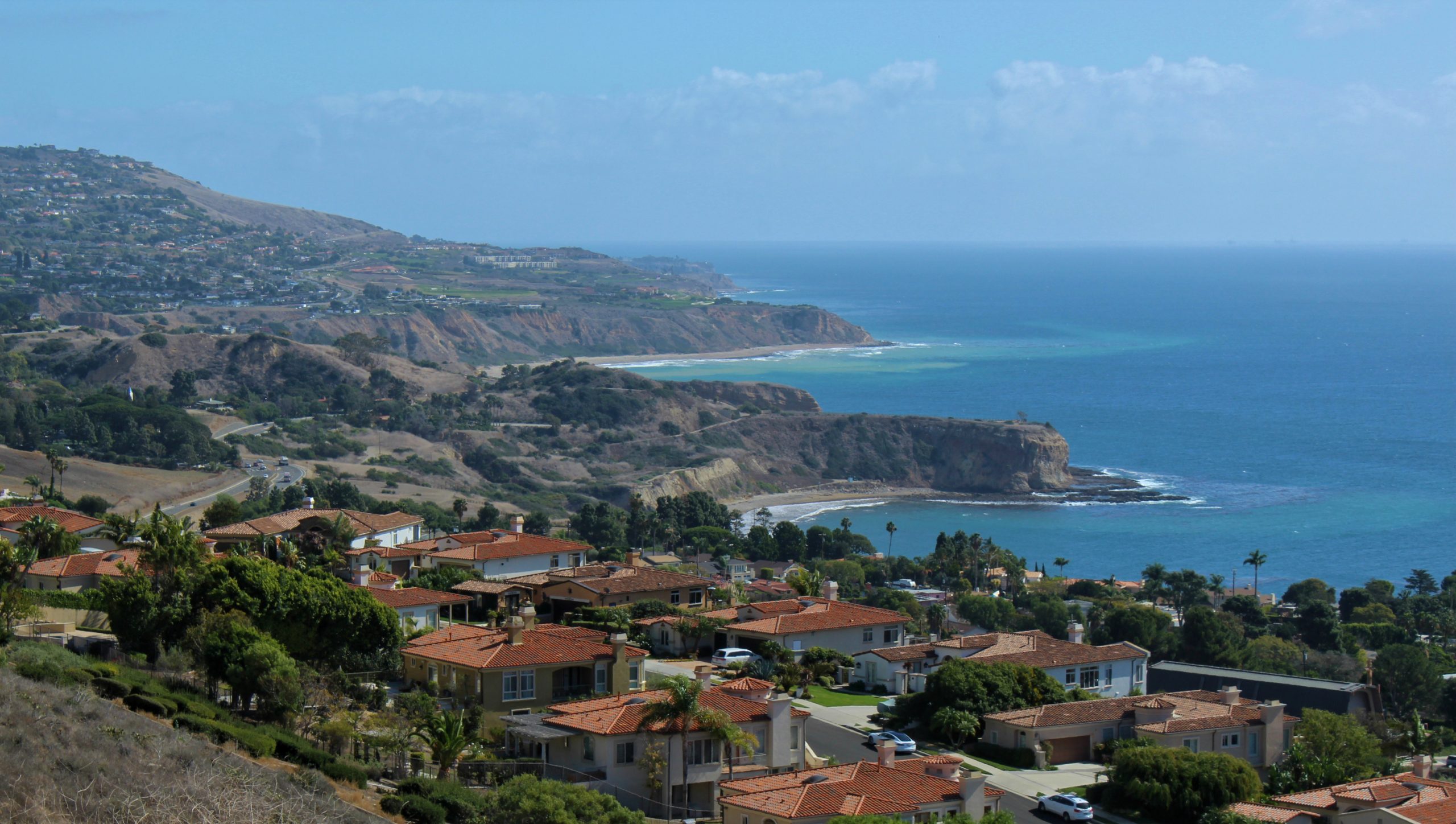 The Palos Verdes Peninsula coastline viewed looking south, Los Angeles County, California