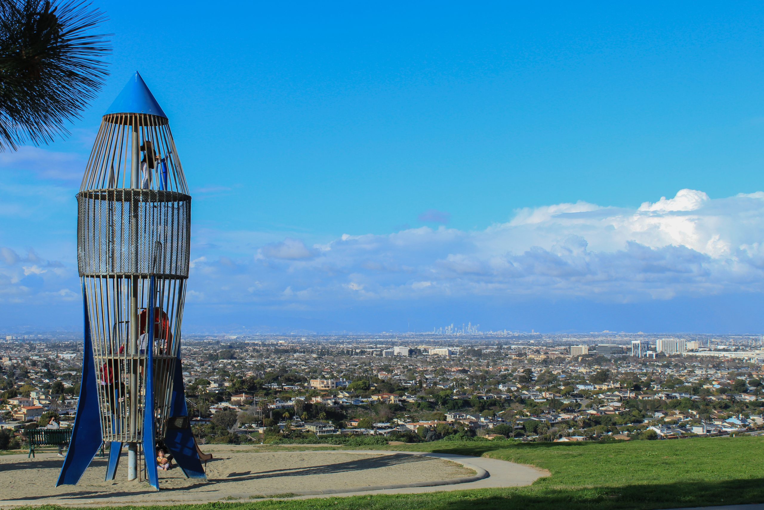 The rocket play structure at Los Arboles Park, known locally as Rocketship Park, in South Torrance, California
