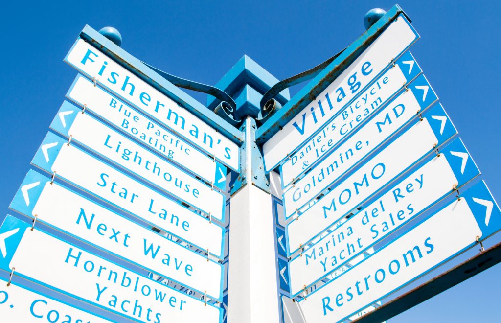 Fisherman’s Village on the main channel in Marina del Rey, California