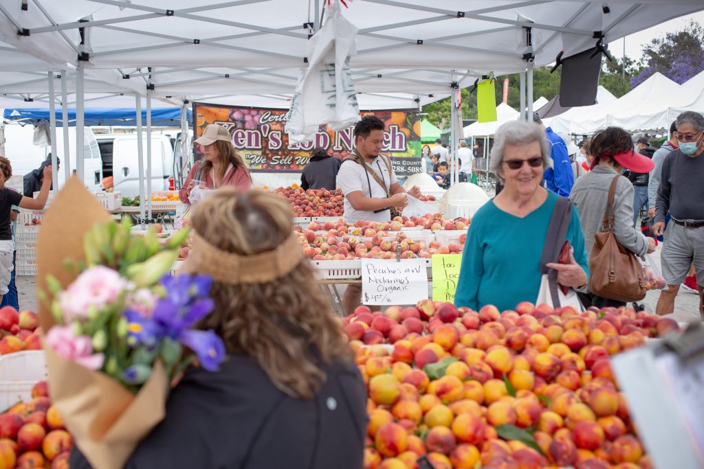 Shoppers at the Torrance Certified Farmers Market in Torrance, California
