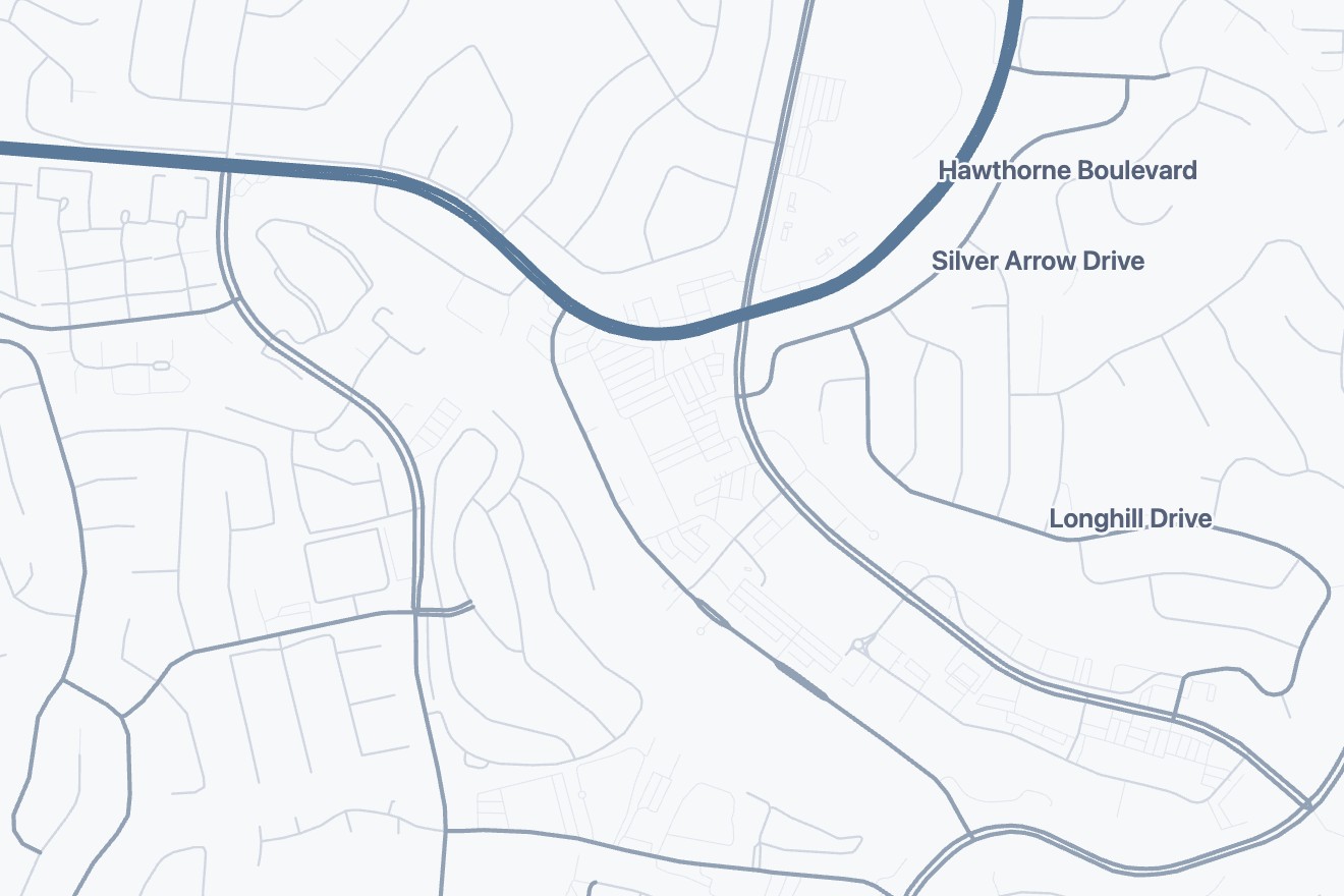 Street map thumbnail of the Peninsula Center area of Rolling Hills Estates
