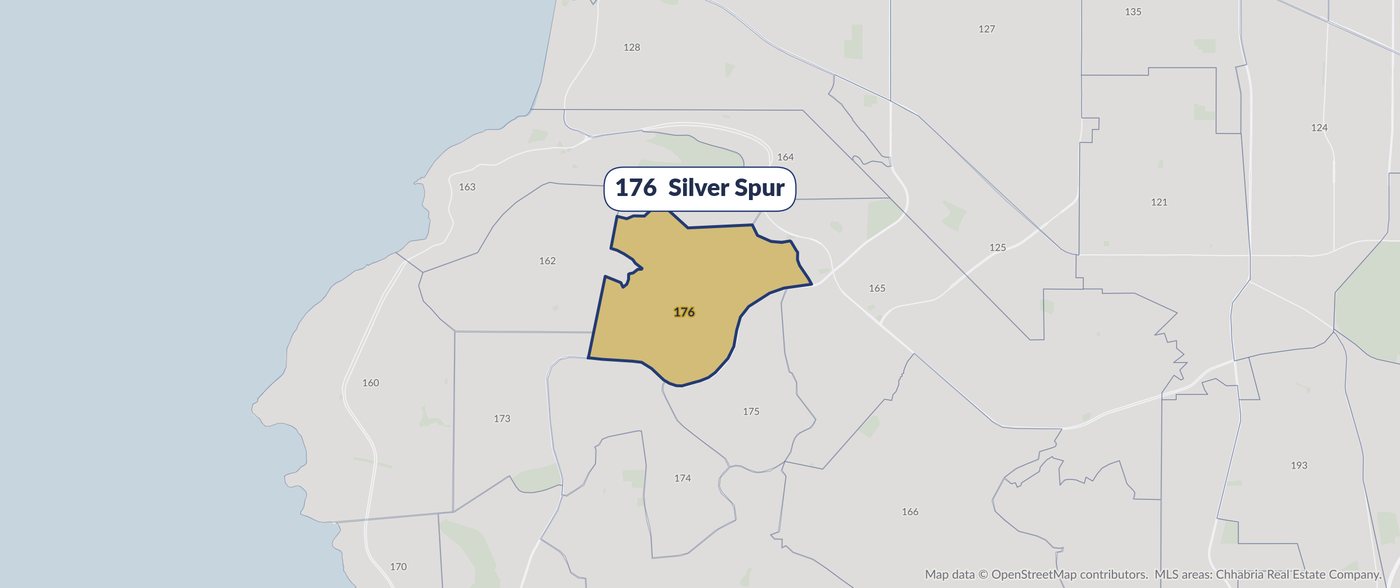 Map of MLS area 176, Silver Spur, highlighted in gold among the surrounding South Bay MLS areas.